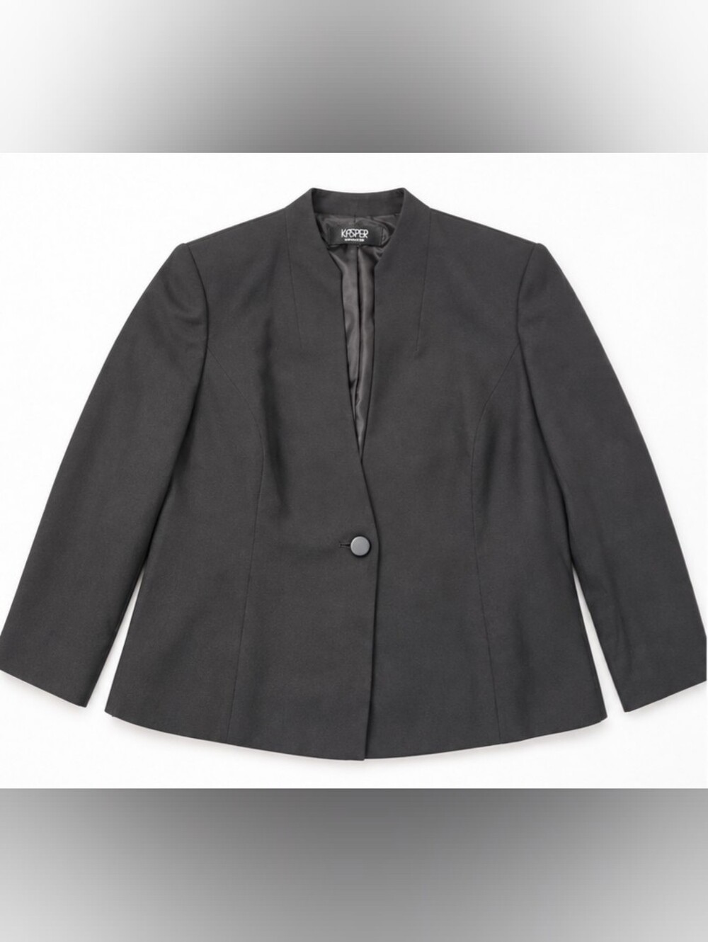 Kasper Separates Women’s Plus Size 16W Black Collarless One-Button Blazer